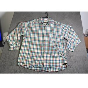 G.H. Bass & Co. Red, White, & Blue Plaid Flannel Button Up Outdoor Shirt Mens XL